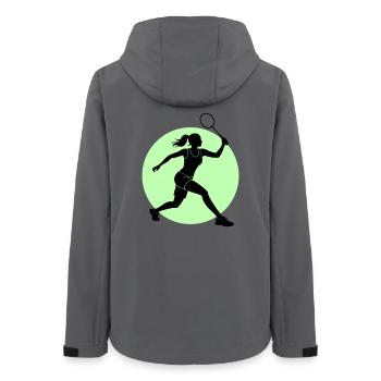 Coup droit d’un joueur de badminton - Veste softshell femme recyclée Stanley/Stella - charbon - Dos - AI Model Female 172 light (172cm)