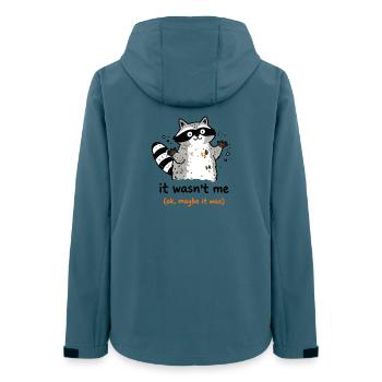 It Wasn’t Me Maybe It Was Waschbär Humor - Frauen Recycelte Softshelljacke von Stanley/Stella - Dunkles Petrol - Hinten - AI Model Female 172 light (172cm)