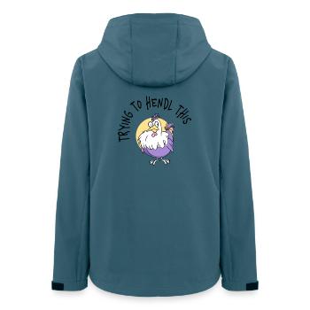 Lila Huhn Flauschcharme - Frauen Recycelte Softshelljacke von Stanley/Stella - Dunkles Petrol - Hinten - AI Model Female 172 light (172cm)