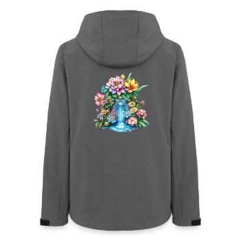 Blumenwasserfall Kaleidoskop - Frauen Recycelte Softshelljacke von Stanley/Stella - Anthrazit - Hinten - AI Model Female 172 light (172cm)