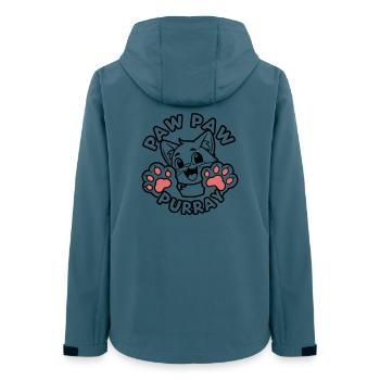 Paw Paw Purray – Fröhliche Katzenaufziehpfoten - Frauen Recycelte Softshelljacke von Stanley/Stella - Dunkles Petrol - Hinten - AI Model Female 172 light (172cm)
