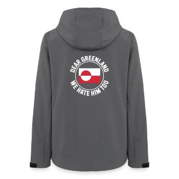 Wir hassen ihn auch – Grönland / Grønland - Frauen Recycelte Softshelljacke von Stanley/Stella - Anthrazit - Hinten - AI Model Female 172 light (172cm)