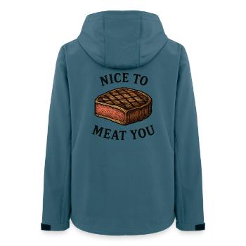 Nice to Meat You Steak Grafik - Frauen Recycelte Softshelljacke von Stanley/Stella - Dunkles Petrol - Hinten - AI Model Female 172 light (172cm)