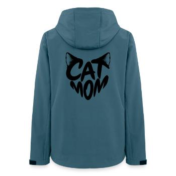 Cat Mom, Katzenmama Herz Typo mit Katzenohren - Frauen Recycelte Softshelljacke von Stanley/Stella - Dunkles Petrol - Hinten - AI Model Female 172 light (172cm)