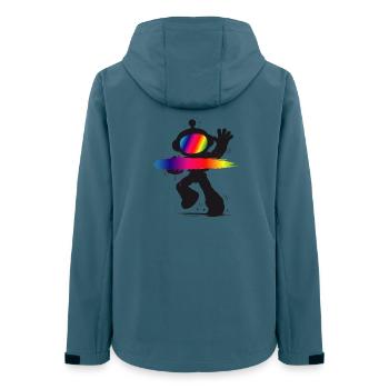 Roboter Silhouette Regenbogen Splash Design   - Frauen Recycelte Softshelljacke von Stanley/Stella - Dunkles Petrol - Hinten - AI Model Female 172 light (172cm)
