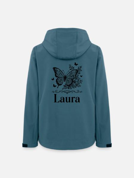Laura Vorname Schmetterling Blumen Geschenk - Frauen Recycelte Softshelljacke von Stanley/Stella - Dunkles Petrol