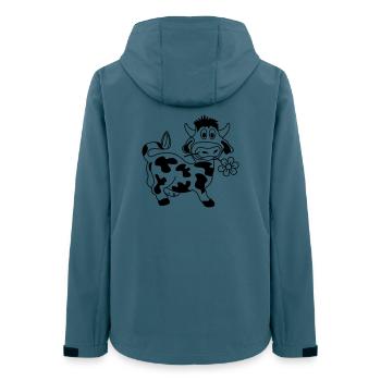 Lustige Kuh mit Blume im Maul - Frauen Recycelte Softshelljacke von Stanley/Stella - Dunkles Petrol - Hinten - AI Model Female 172 light (172cm)