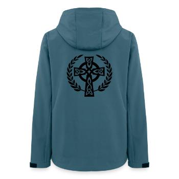 Keltisches Kreuz im Lorbeerkranz - Frauen Recycelte Softshelljacke von Stanley/Stella - Dunkles Petrol - Hinten - AI Model Female 172 light (172cm)
