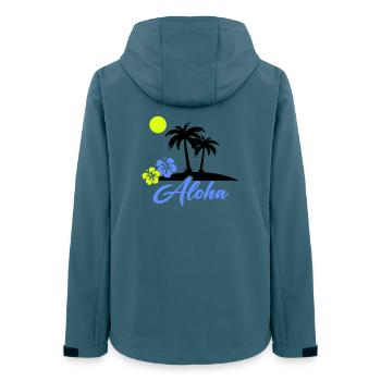 Aloha Hibiscus Neon Script - Women’s Recycled Softshell Jacket by Stanley/Stella - stargazer - Back - AI Model Female 172 light (172cm)