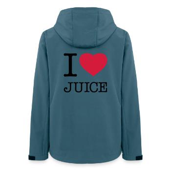 I LOVE JUICE Saft - Frauen Recycelte Softshelljacke von Stanley/Stella - Dunkles Petrol - Hinten - AI Model Female 172 light (172cm)