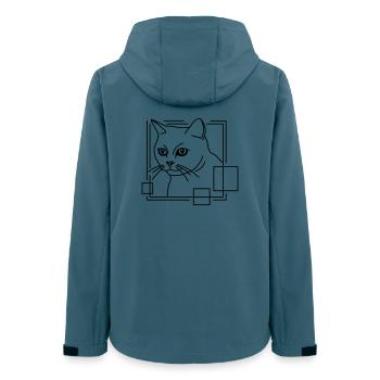 Chat en forme géométrique - Conception d’art au trait - Veste softshell femme recyclée Stanley/Stella - bleu pétrole foncé - Dos - AI Model Female 172 light (172cm)