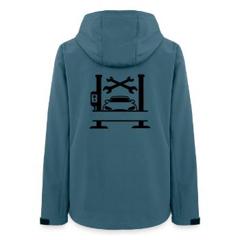 Bannière de nom de garage de voiture - Veste softshell femme recyclée Stanley/Stella - bleu pétrole foncé - Dos - AI Model Female 172 light (172cm)