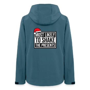 Most Likely to Shake the Presents Weihnachten Spaß - Frauen Recycelte Softshelljacke von Stanley/Stella - Dunkles Petrol - Hinten - AI Model Female 172 light (172cm)