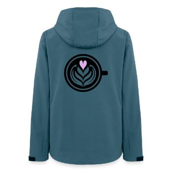 Kaffee-Liebe: Latte art Herz Vektor - Frauen Recycelte Softshelljacke von Stanley/Stella - Dunkles Petrol - Hinten - AI Model Female 172 light (172cm)