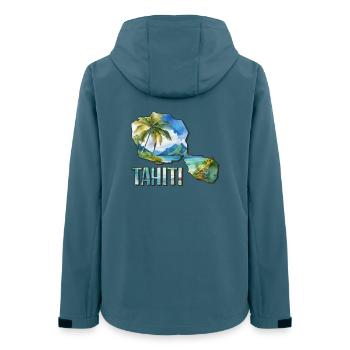 Carte aquarelle Tahiti - Veste softshell femme recyclée Stanley/Stella - bleu pétrole foncé - Dos - AI Model Female 172 light (172cm)