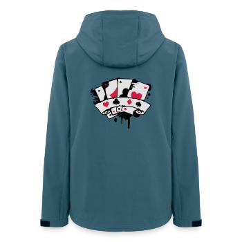 Spielkarten und Banner - Frauen Recycelte Softshelljacke von Stanley/Stella - Dunkles Petrol - Hinten - AI Model Female 172 light (172cm)