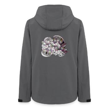 Pfauenfeder Doodle Muster - Frauen Recycelte Softshelljacke von Stanley/Stella - Anthrazit - Hinten - AI Model Female 172 light (172cm)