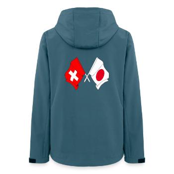 Flag of Switzerland and flag of Japan - Women’s Recycled Softshell Jacket by Stanley/Stella - stargazer - Back - AI Model Female 172 light (172cm)