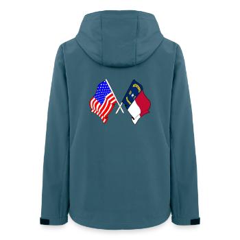 Flag USA and state of North Carolina crossed - Women’s Recycled Softshell Jacket by Stanley/Stella - stargazer - Back - AI Model Female 172 light (172cm)