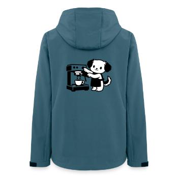 Barista-Hund supersüß - Frauen Recycelte Softshelljacke von Stanley/Stella - Dunkles Petrol - Hinten - AI Model Female 172 light (172cm)