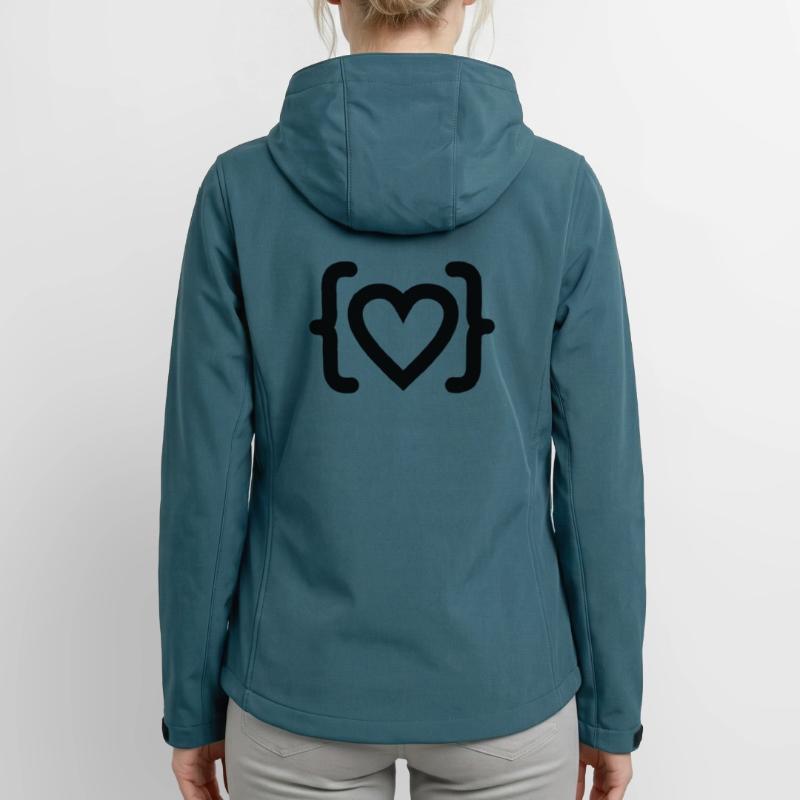 Cœur du logo du code du programmeur Veste softshell femme recyclée Stanley/Stella