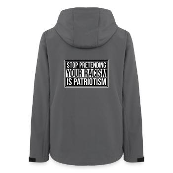 Stop Pretending Your Racism Is Patriotism Politik - Frauen Recycelte Softshelljacke von Stanley/Stella - Anthrazit - Hinten - AI Model Female 172 light (172cm)