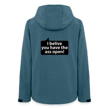 Ich glaube Du hast den Arsch offen - Frauen Recycelte Softshelljacke von Stanley/Stella - Dunkles Petrol - Hinten - AI Model Female 172 light (172cm)