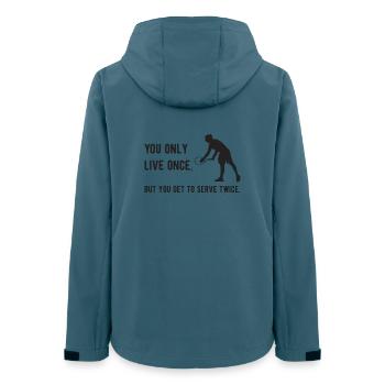 Tennis - Du lebst nur einmal, aber du darfst aufschlagen - Frauen Recycelte Softshelljacke von Stanley/Stella - Dunkles Petrol - Hinten - AI Model Female 172 light (172cm)
