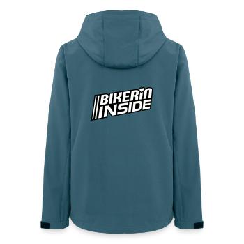 Bikerin inside Schriftzug (Farben änderbar) - Frauen Recycelte Softshelljacke von Stanley/Stella - Dunkles Petrol - Hinten - AI Model Female 172 light (172cm)