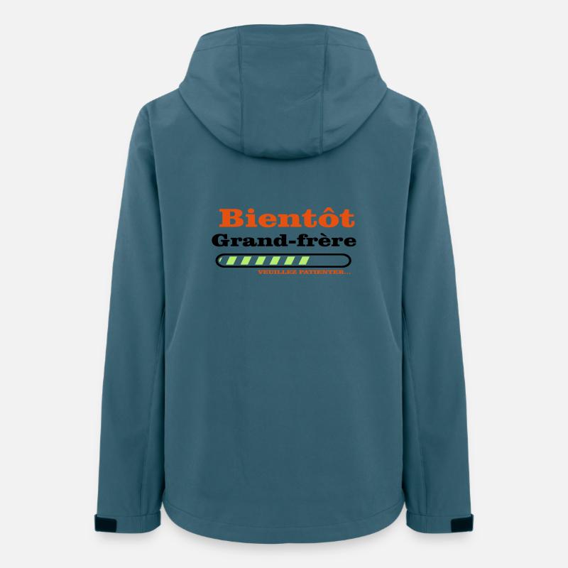 Bientôt grand frere - Veste softshell femme recyclée Stanley/Stella - bleu pétrole foncé