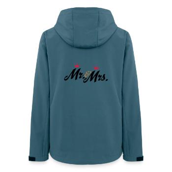 Lustige Geschenke zur Hochzeit, Mr and Mrs - Frauen Recycelte Softshelljacke von Stanley/Stella - Dunkles Petrol - Hinten - AI Model Female 172 light (172cm)