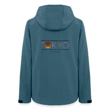Tokio Neon Sonne Motiv - Frauen Recycelte Softshelljacke von Stanley/Stella - Dunkles Petrol - Hinten - AI Model Female 172 light (172cm)