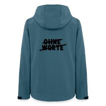 Ohne Worte - Frauen Recycelte Softshelljacke von Stanley/Stella - Dunkles Petrol - Hinten - AI Model Female 172 light (172cm)