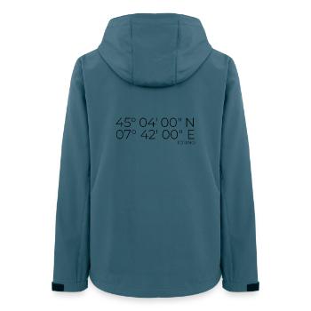 Koordinaten Torino Italien - Frauen Recycelte Softshelljacke von Stanley/Stella - Dunkles Petrol - Hinten - AI Model Female 172 light (172cm)