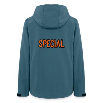 Schild mit Sonderangebot - Frauen Recycelte Softshelljacke von Stanley/Stella - Dunkles Petrol - Hinten - AI Model Female 172 light (172cm)