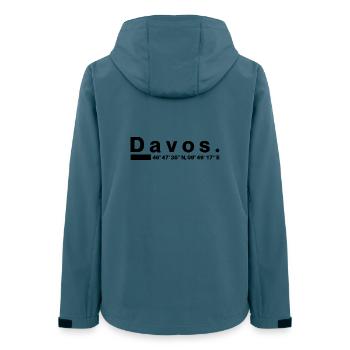 Davos Koordinaten Graubünden Bündner Bündnerin - Frauen Recycelte Softshelljacke von Stanley/Stella - Dunkles Petrol - Hinten - AI Model Female 172 light (172cm)