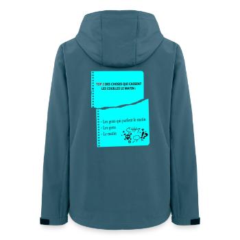 Citation Humoristique Matinales d'un râleur - Veste softshell femme recyclée Stanley/Stella - bleu pétrole foncé - Dos - AI Model Female 172 light (172cm)