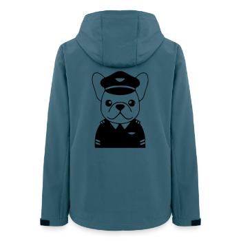 Frenchie Pilot Uniform Schwarz - Frauen Recycelte Softshelljacke von Stanley/Stella - Dunkles Petrol - Hinten - AI Model Female 172 light (172cm)