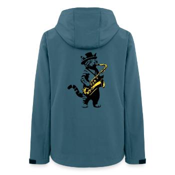 Cat Saxophone Music Street Art Stencils Style - Women’s Recycled Softshell Jacket by Stanley/Stella - stargazer - Back - AI Model Female 172 light (172cm)