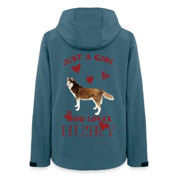 Design Husky pour les amoureux des chiens - Veste softshell femme recyclée Stanley/Stella - bleu pétrole foncé - Dos - AI Model Female 172 light (172cm)
