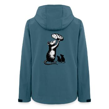Rat soulevant une miche de pain – illustration graphique - Veste softshell femme recyclée Stanley/Stella - bleu pétrole foncé - Dos - AI Model Female 172 light (172cm)