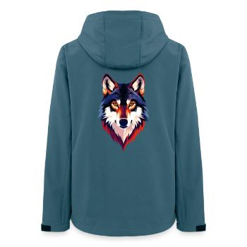 Farbiger Wolfkopf Wolfsblick Wolf Kopf Motiv - Frauen Recycelte Softshelljacke von Stanley/Stella - Dunkles Petrol - Hinten - AI Model Female 172 light (172cm)