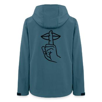 Hand mit Fingerstille, Handgeste - Frauen Recycelte Softshelljacke von Stanley/Stella - Dunkles Petrol - Hinten - AI Model Female 172 light (172cm)