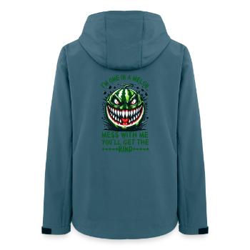 Je ne fais qu’un dans un melon. Embrouille-moi, Summerween - Veste softshell femme recyclée Stanley/Stella - bleu pétrole foncé - Dos - AI Model Female 172 light (172cm)