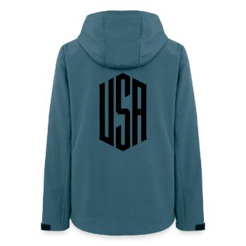 USA lettering inscription - Women’s Recycled Softshell Jacket by Stanley/Stella - stargazer - Back - AI Model Female 172 light (172cm)