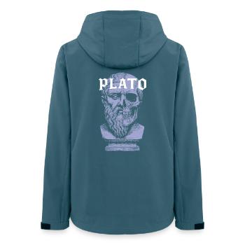 Platon Künstlerisches Schädeldesign - Frauen Recycelte Softshelljacke von Stanley/Stella - Dunkles Petrol - Hinten - AI Model Female 172 light (172cm)