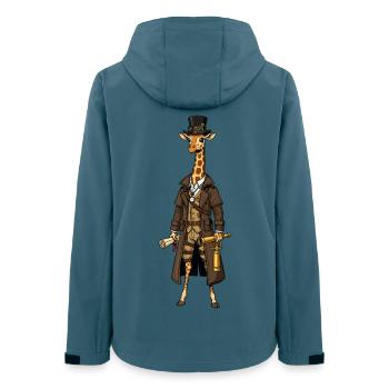 Giraffe Explorer Steampunk Chic Zylinder - Frauen Recycelte Softshelljacke von Stanley/Stella - Dunkles Petrol - Hinten - AI Model Female 172 light (172cm)