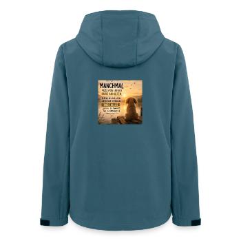 Manchmal kurz anhalten – Hund am See - Frauen Recycelte Softshelljacke von Stanley/Stella - Dunkles Petrol - Hinten - AI Model Female 172 light (172cm)