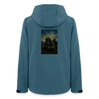 Motivierendes ukrainisches Kampfschatten-Design - Frauen Recycelte Softshelljacke von Stanley/Stella - Dunkles Petrol - Hinten - AI Model Female 172 light (172cm)
