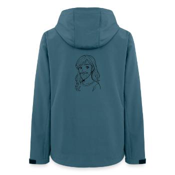 New Age Urban Style by Frauenbarth - Frauen Recycelte Softshelljacke von Stanley/Stella - Dunkles Petrol - Hinten - AI Model Female 172 light (172cm)